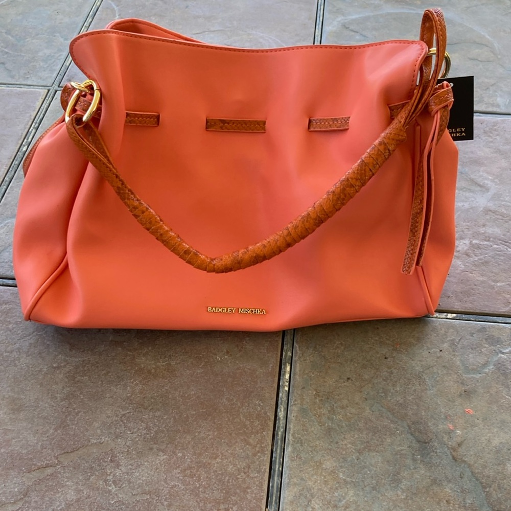 Badgley Mischka Coral Bag with Gold Hardware
NWT